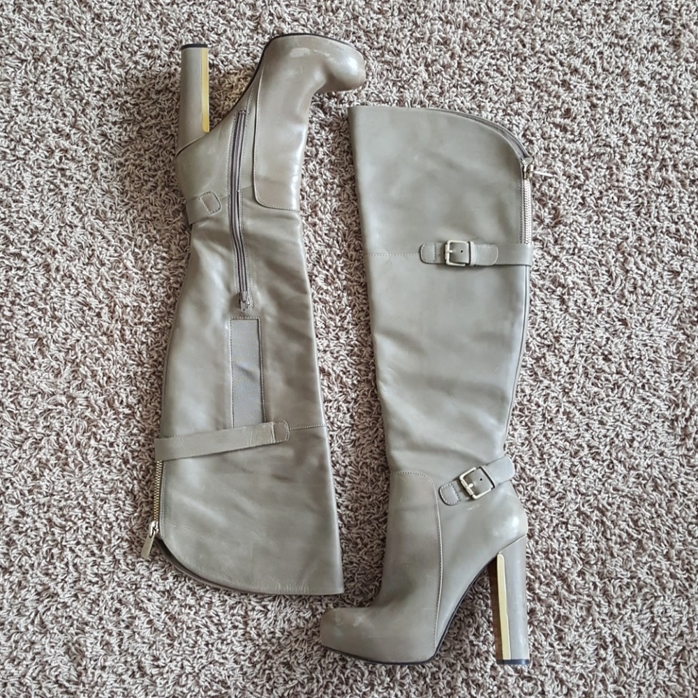 Over the knee Taupe Leather Boots
